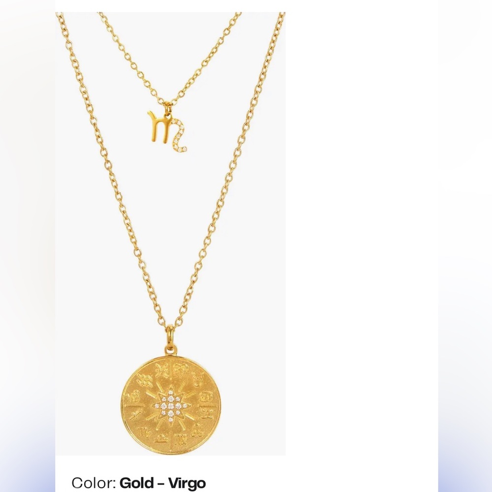14K Yellow Gold Plated Layered Zodiac Pendant Necklace
SAVVY CIE JEWELS NWOT